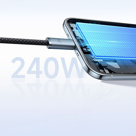 MCDODO KABEL USB-C USB-C SZYBKIE ŁADOWANIE USB TYP C 240W 2M LED BIAŁY