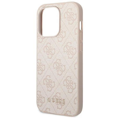 Guess GUHCP14LG4GFPI iPhone 14 Pro 6,1" różowy/pink hard case 4G Metal Gold Logo