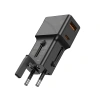 JELLICO uniwersalny adapter podróżny S6 PD 25W 1xUSB-C + 1xUSB QC3.0 Czarny