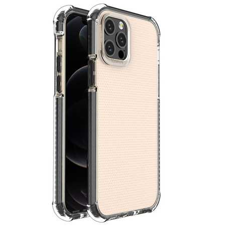 Spring Armor żelowy elastyczny pancerny pokrowiec z kolorową ramką do iPhone 12 Pro czarny