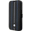 Etui BMW BMBKP14L22RVSK na iPhone 14 Pro - czarne bookcase Leather Stamp Blue Lines