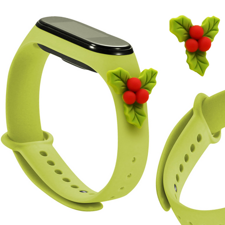 Strap Xmas opaska do Xiaomi Mi Band 4 / Mi Band 3 świąteczny silikonowy pasek bransoletka zielony (jemioła)