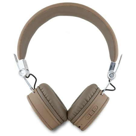 Guess słuchawki nauszne Bluetooth ENC    GUBH70PGTSPSW brązowy/brown Grained Classic Round Shape