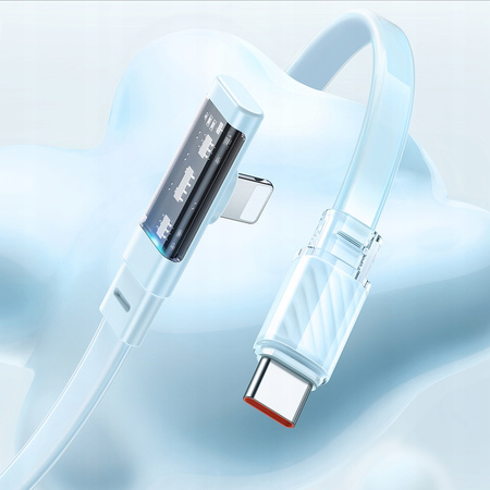 MCDODO KABEL KĄTOWY USB-C LIGHTNING PŁASKI 36W DO IPHONE 13 14 NIEBIESKI 2M