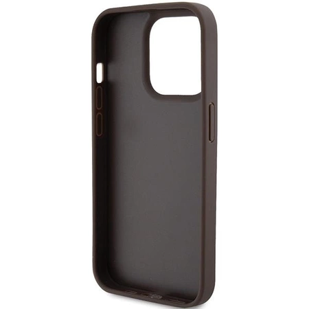 Etui Guess Leather 4G Triangle Strass do iPhone 15 Pro Max - brązowe