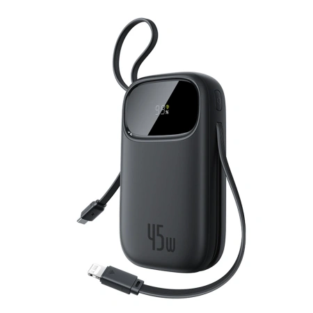 Powerbank Baseus EnerFill FC31 20000mAh 45W z wyświetlaczem z kablami USB-C i Lightning - czarny