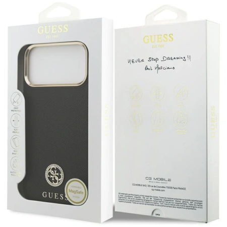 GUESS ETUI GRAINED STRASS LOGO MAGSAFE DO IPHONE 17 PRO MAX Z SYSTEMEM