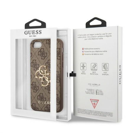 Etui Guess GUHCI84GMGBR na iPhone 7 / 8 / SE 2020 / SE 2022 - brązowe 4G Big Metal Logo