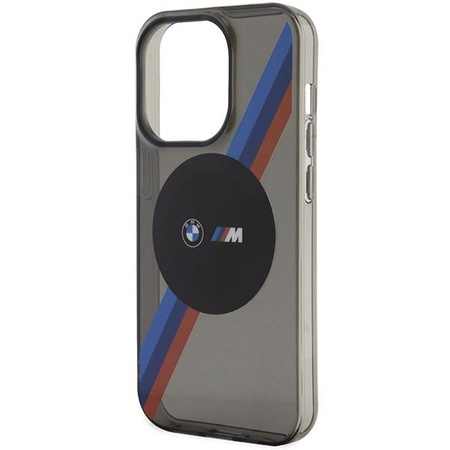 Etui BMW BMHMP14LHDTK na iPhone 14 Pro - szare Tricolor Stripes MagSafe