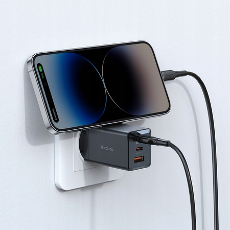 MCDODO SZYBKA ŁADOWARKA SIECIOWA ZASILACZ 3X USB-C PD USB GAN 67W KABEL 1M