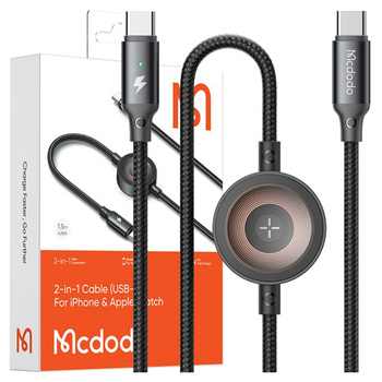 MCDODO ŁADOWARKA INDUKCYJNA DO APPLE WATCH 2W1 KABEL DO IPHONE MACBOOK 60W