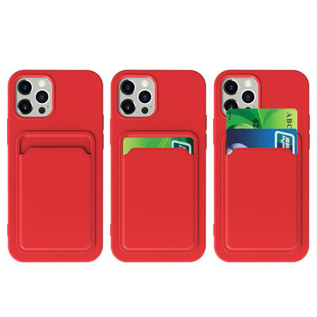 Card Case silikonowe etui portfel z kieszonką na kartę dokumenty do Samsung Galaxy A22 4G bordowy