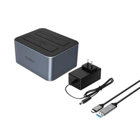 Stacja dokująca Orico 6626C3-C-V1 na 2 dyski z funkcją klonowania offline 2,5/3,5 SATA HDD/SSD - szara