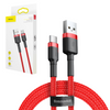 Baseus Cafule Cable wytrzymały nylonowy kabel przewód USB / USB-C QC3.0 3A 0,5M czerwony (CATKLF-A09)