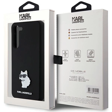 Etui Karl Lagerfeld Silicone Choupette Metal Pin na Samsung Galaxy S23+ - czarne