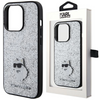 Etui Karl Lagerfeld Fixed Glitter Choupette Logo Metal Pin do iPhone 15 - srebrne