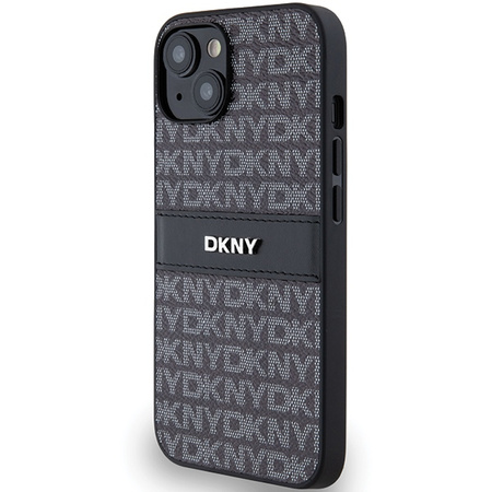 DKNY ETUI DO IPHONE 15 PLUS 14 PLUS HARDCASE LEATHER MONO STRIPE METAL LOGO