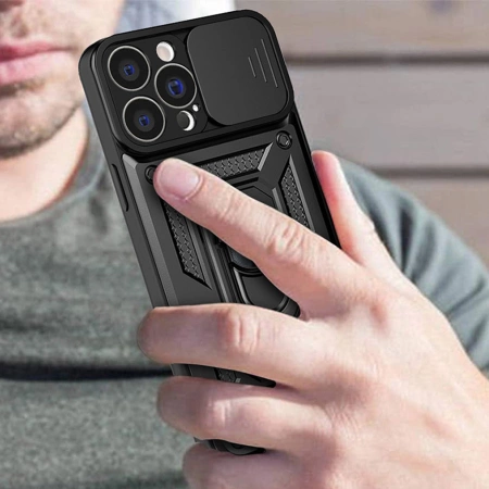 HURTEL POKROWIEC HYBRID ARMOR CAMSHIELD DO IPHONE 14 PRO Z OSŁONĄ NA KAMERĘ