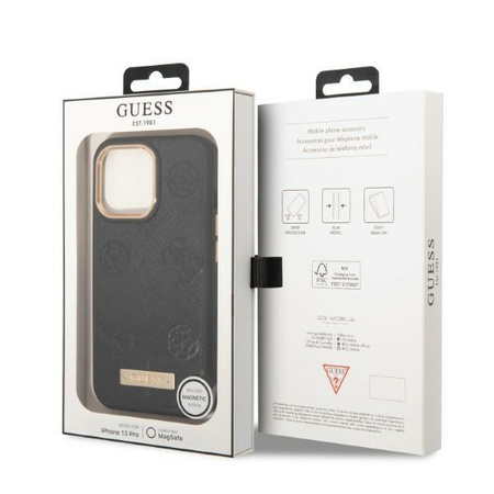 Guess GUHMP13LSAPSTK iPhone 13 Pro / 13 6,1" czarny/black hardcase Peony Logo Plate MagSafe