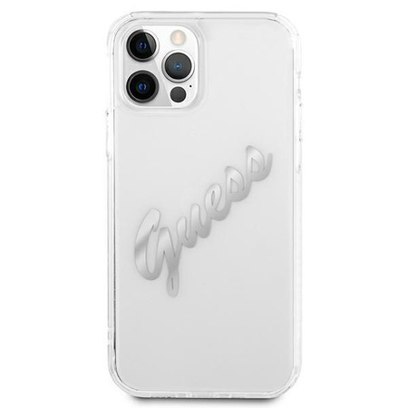 Guess GUHCP12LKTRSVSI iPhone 12 Pro Max 6,7" Transparent hardcase Vintage Script Silver