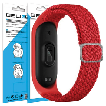 BELINE PASEK MI BAND 7 6 5 TEXTILE CZERWONY IDEALNY DO TRENINGU SPORTOWEGO