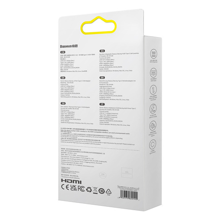 Baseus StarJoy HUB 6w1 USB Typ C - 3x USB / HDMI / RJ45 (1Gbps) / USB Typ C PD szary (WKWG080013)