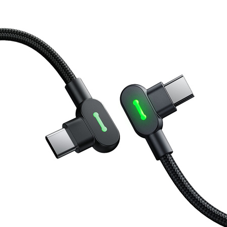 Kabel do telefonu, Szybkie ładowanie, Kątowy 90°, LED, USB-C PD, 2m, czarny, 60W, Mcdodo