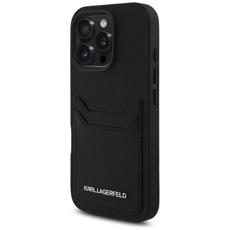 KARL LAGERFELD ETUI CASE DO IPHONE 16 PRO MAX Z METALOWĄ KIESZENIĄ NA KARTY
