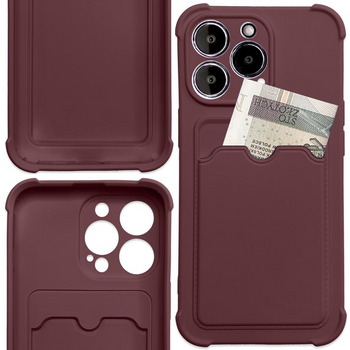 Card Armor Case etui pokrowiec do Samsung Galaxy A32 4G portfel na kartę silikonowe pancerne etui Air Bag malinowy