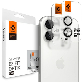 Osłona aparatu Spigen Optik Pro Glas.TR  "EZ FIT" Camera Protector 2szt do iPhone 17 / 16 / 16 Plus srebrny