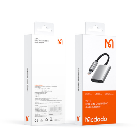 MCDODO ADAPTER 2X USB-C PRZEJŚCIÓWKA KABEL USB TYP C DO SAMSUNG APPLE Z DAC