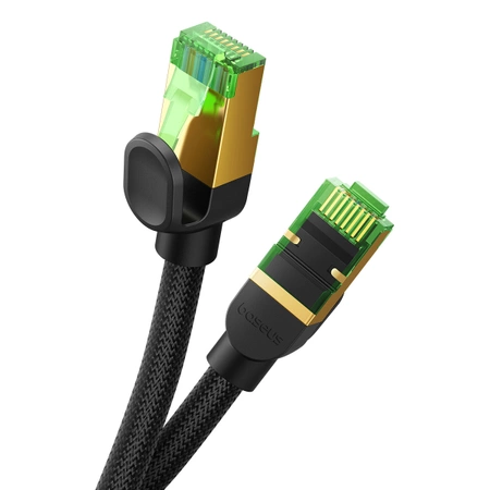 Baseus szybki kabel sieciowy RJ45 cat. 8 40Gbps 1m pleciony czarny