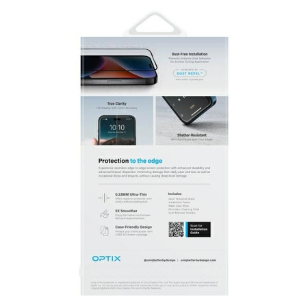 UNIQ SZKŁO HARTOWANE DO IPHONE 16 PRO 6.3 Z APLIKATOREM WIELOKROTNA OCHRONA