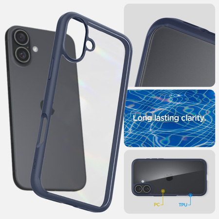 SPIGEN ULTRA HYBRID ETUI DO IPHONE 16 Z OCHRONĄ I Z PRZEZROCZYSTYM TYŁEM