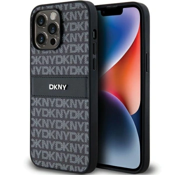 DKNY ETUI HARDCASE LEATHER MONO STRIPE METAL LOGO DO IPHONE 14 PRO MAX 6.7
