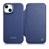 iCarer CE Premium Leather Folio Case skórzane etui iPhone 14 Plus z klapką magnetyczne MagSafe niebieski (WMI14220715-BU)