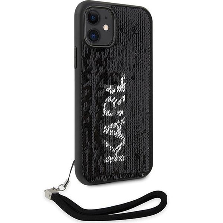 Etui Karl Lagerfeld KLHCN61PSQRKS na iPhone 11 / Xr - srebrne Sequins Cord