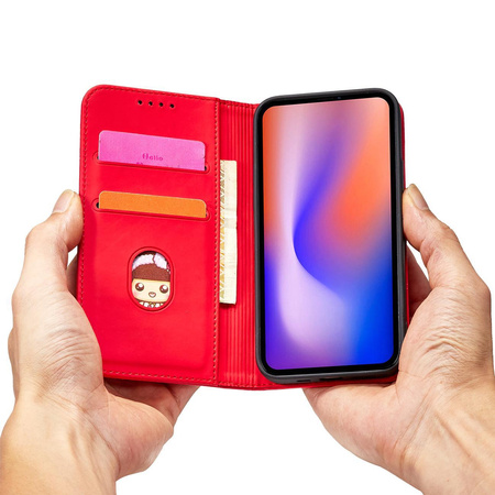 Magnet Card Case etui do iPhone 12 Pro pokrowiec portfel na karty kartę podstawka czerwony