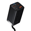 Baseus GaN3 Pro szybka ładowarka sieciowa GaN 2 x USB Typ C / 2 x USB 65W PD, QC4.0+, AFC, PPS + kabel USB Typ C - USB Typ C 1m czarny (CCGP040101)