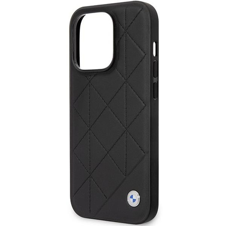 Etui BMW BMHCP14L22RQDK na iPhone 14 Pro - czarne Leather Quilted