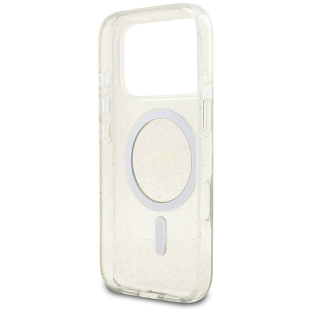 Etui Guess IML Glitter Pearl Strap MagSafe do iPhone 17 Pro przezroczysty
