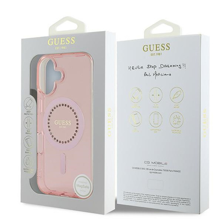 GUESS ETUI HARDCASE IML RHINESTONES DO MAGSAFE DO IPHONE 16 6.1 LUKSUSOWA