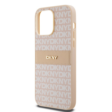 DKNY ETUI HARDCASE DO IPHONE 14 PRO MAX 6.7 MONO STRIPE METAL LOGO SKÓRZANE