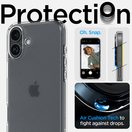 SPIGEN CASE ULTRA HYBRID DO IPHONE 16 Z OCHRONĄ NA TYŁ I BOKI PRZEZROCZYSTE