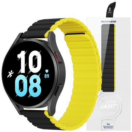 Uniwersalny magnetyczny pasek Samsung Galaxy Watch 3 45mm / S3 / Huawei Watch Ultimate / GT3 SE 46mm Dux Ducis Strap (22mm LD Version) - czarno-żółty