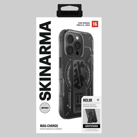 Skinarma etui Helio iPhone 16 Pro 6.3 Magnetic Charging + Grip Stand czarny/black