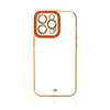 Fashion Case etui do iPhone 13 żelowy pokrowiec ze złotą ramką czerwony