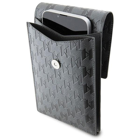 Torebka Etui Karl Lagerfeld Saffiano Mongram Plaque KLWBSAMSMG - srebrna