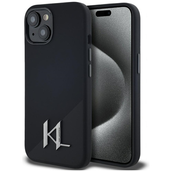 KARL LAGERFELD ETUI SILICONE SHADOW DO IPHONE 15 Z METALOWYM LOGO I OCHRONĄ