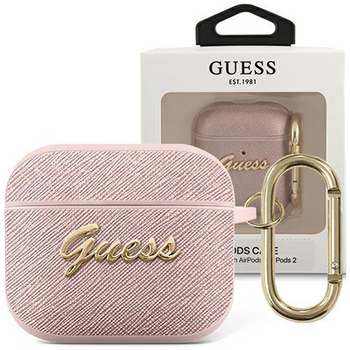 Guess GUA3SASMP AirPods 3 cover różowy/pink Saffiano Script Metal Collection